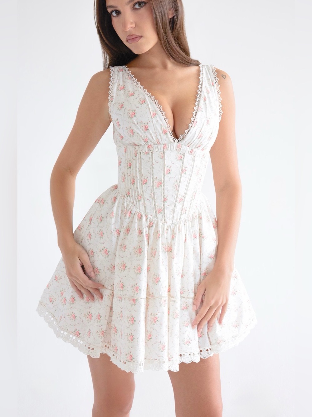 house of CB SALMA Rose Print Mini Dress - Picture 7 of 15